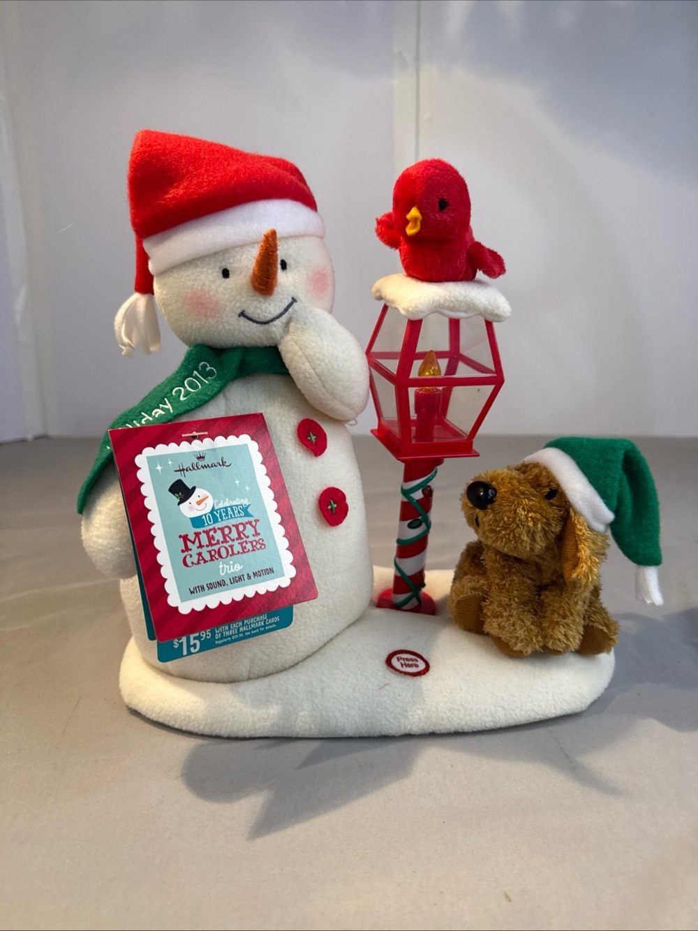 2013 Hallmark White Snowman with Red Hat and Green Scarf Holiday Figurine NWT